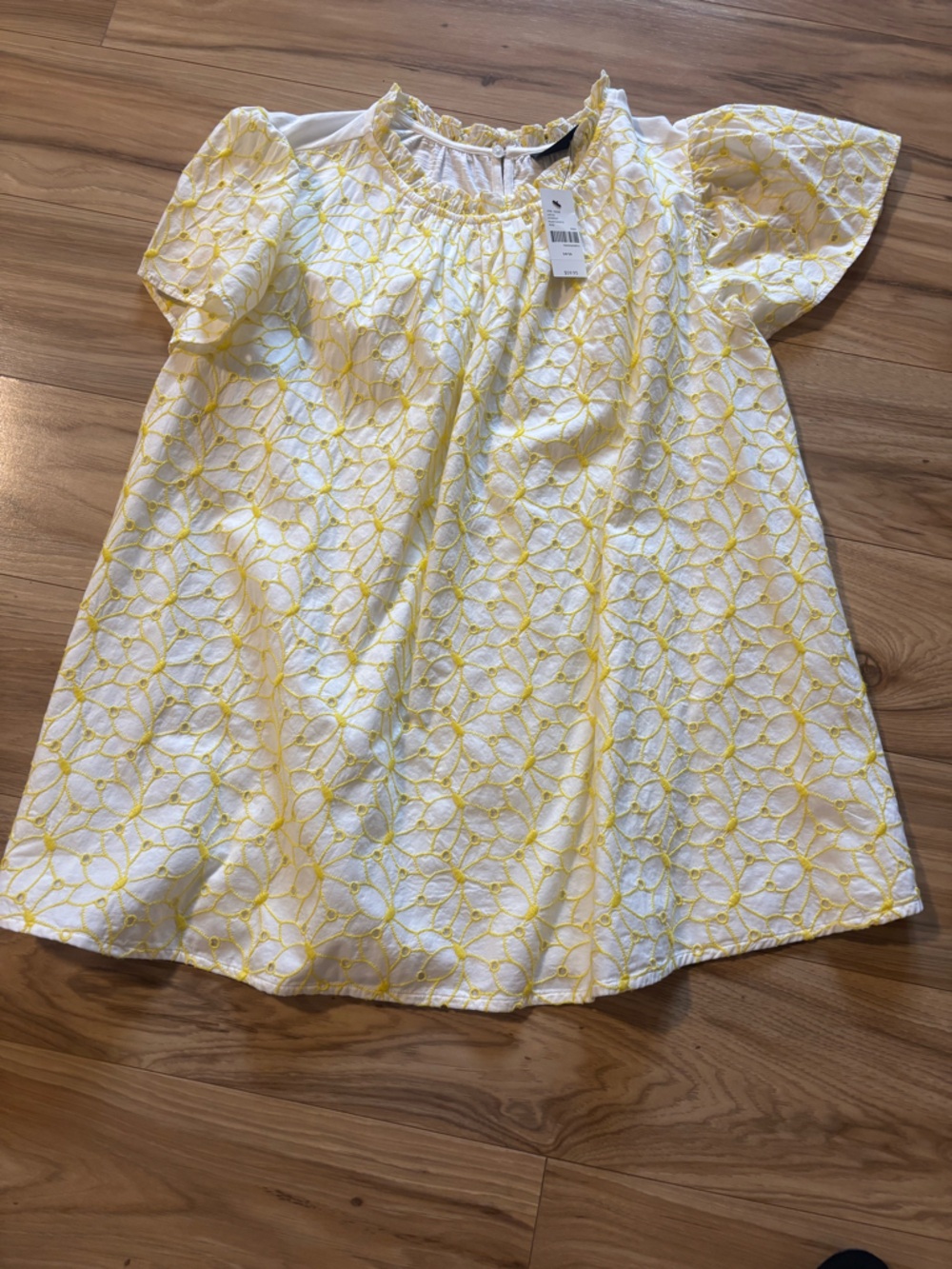 Lane Bryant White and Yellow Floral Eyelet Nightgown